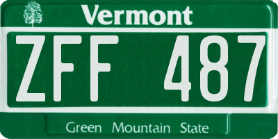 VT license plate ZFF487