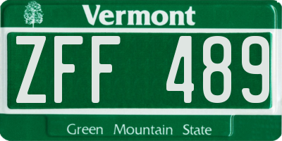 VT license plate ZFF489