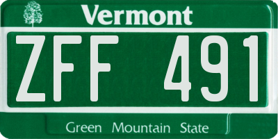 VT license plate ZFF491