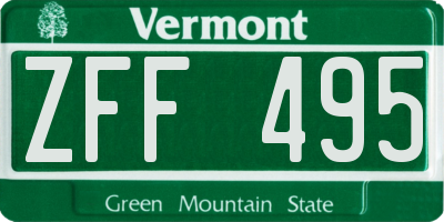 VT license plate ZFF495