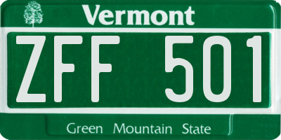 VT license plate ZFF501