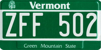 VT license plate ZFF502