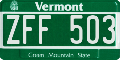 VT license plate ZFF503