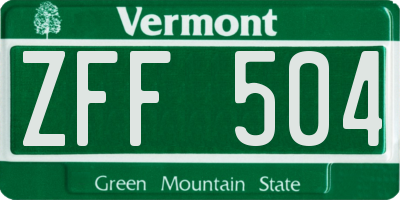 VT license plate ZFF504