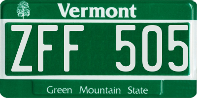 VT license plate ZFF505