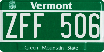 VT license plate ZFF506