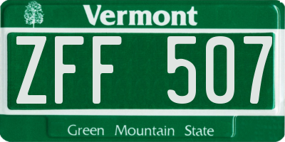 VT license plate ZFF507