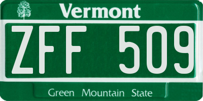 VT license plate ZFF509