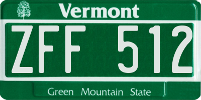 VT license plate ZFF512