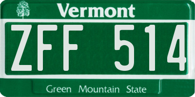 VT license plate ZFF514