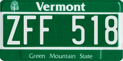 VT license plate ZFF518