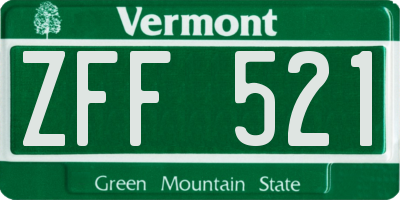 VT license plate ZFF521