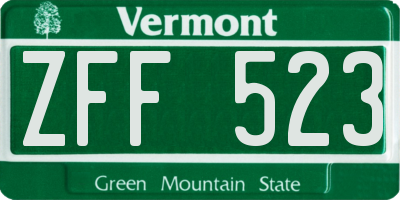 VT license plate ZFF523