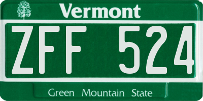 VT license plate ZFF524