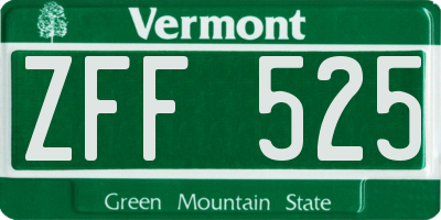 VT license plate ZFF525