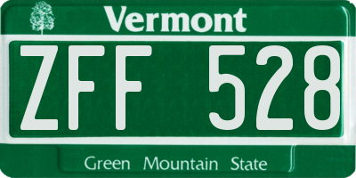 VT license plate ZFF528