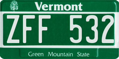 VT license plate ZFF532