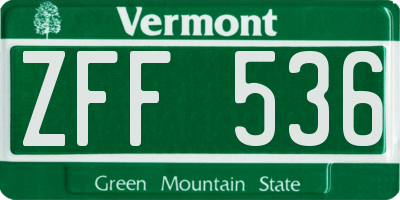 VT license plate ZFF536
