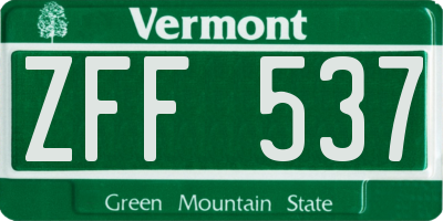 VT license plate ZFF537