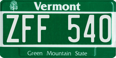 VT license plate ZFF540