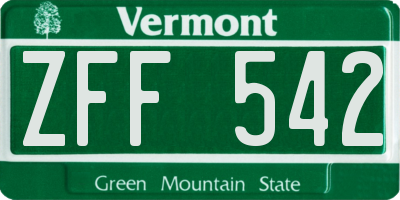 VT license plate ZFF542