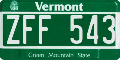 VT license plate ZFF543