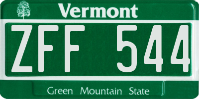 VT license plate ZFF544
