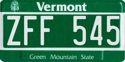 VT license plate ZFF545