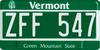 VT license plate ZFF547