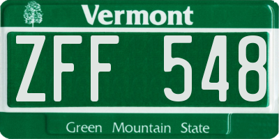 VT license plate ZFF548