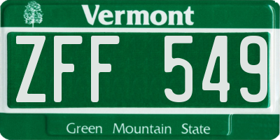 VT license plate ZFF549