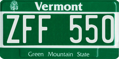 VT license plate ZFF550