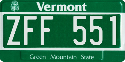 VT license plate ZFF551