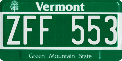VT license plate ZFF553