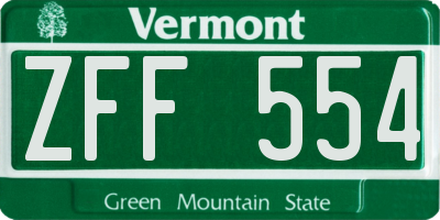 VT license plate ZFF554
