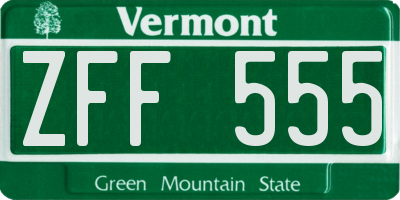 VT license plate ZFF555