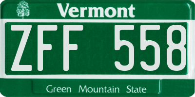 VT license plate ZFF558