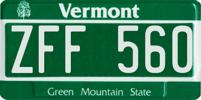 VT license plate ZFF560