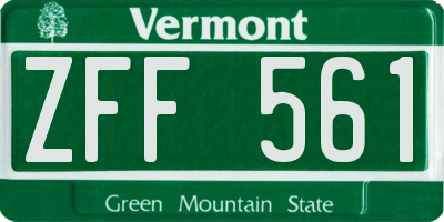 VT license plate ZFF561