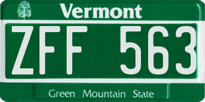 VT license plate ZFF563