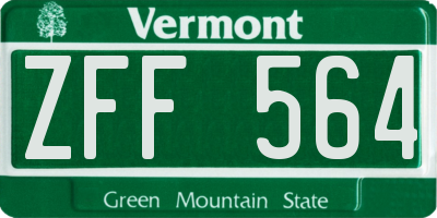 VT license plate ZFF564