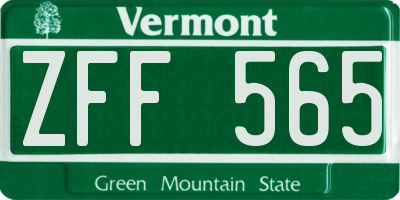 VT license plate ZFF565