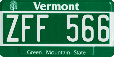 VT license plate ZFF566