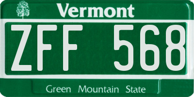 VT license plate ZFF568