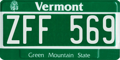 VT license plate ZFF569