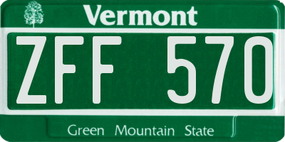 VT license plate ZFF570