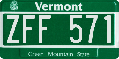 VT license plate ZFF571