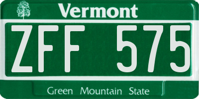 VT license plate ZFF575