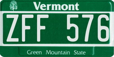 VT license plate ZFF576
