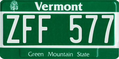 VT license plate ZFF577